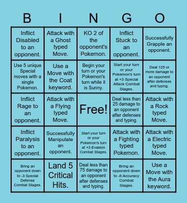 PTU Battle Bingo Card
