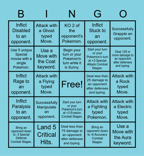 PTU Battle Bingo Card