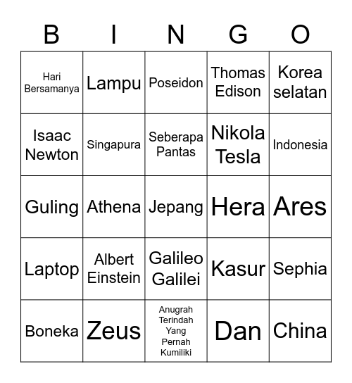 Selamat dapat bingo Aoki Bingo Card