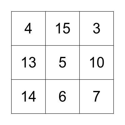 test Bingo Card