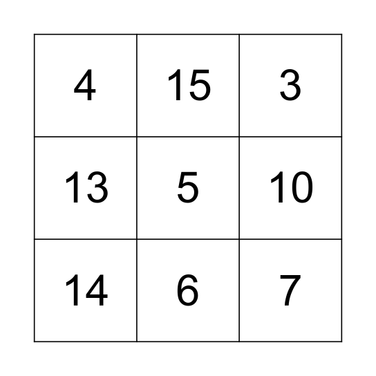 test Bingo Card