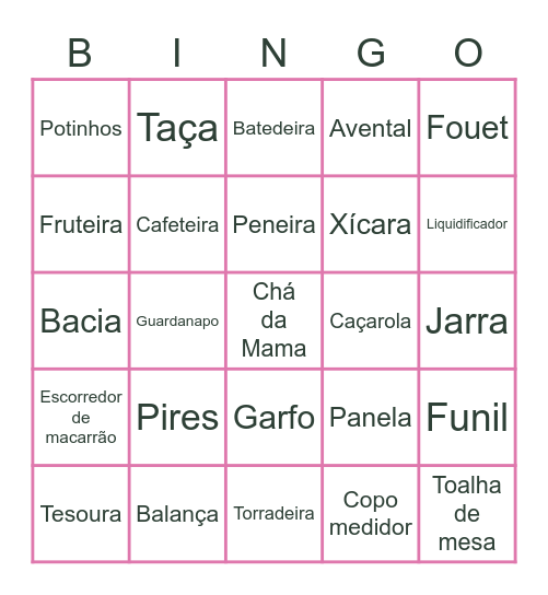 Bingo da Mama Bingo Card