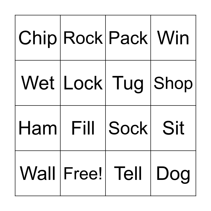 Base Word Bingo Card