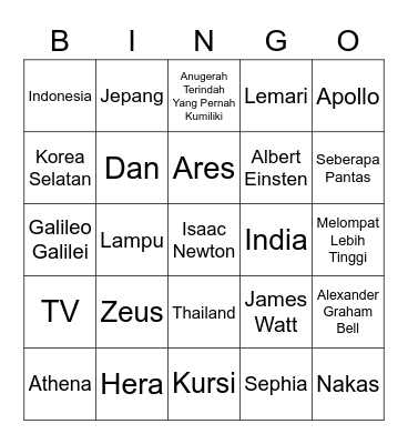 Ilyas Punya Bingo Card
