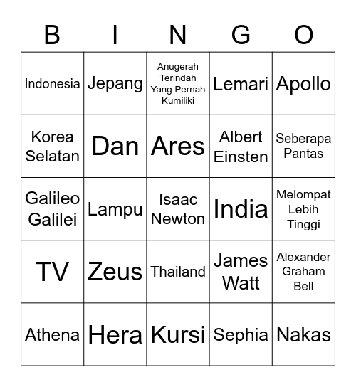Ilyas Punya Bingo Card
