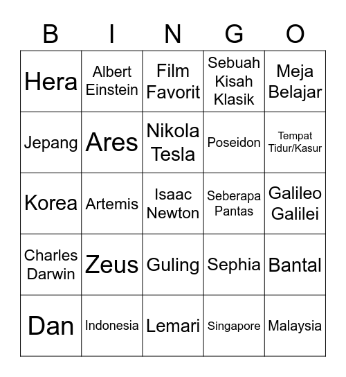 Gatra Bingo Card