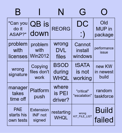 RELEASE BINGO XDD Bingo Card