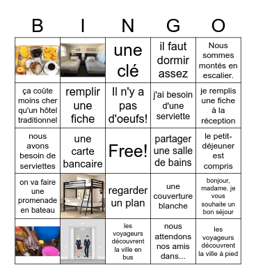 Hotel Vocab French III Bingo Card