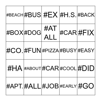Lexicalized Fingerspelling Bingo Card
