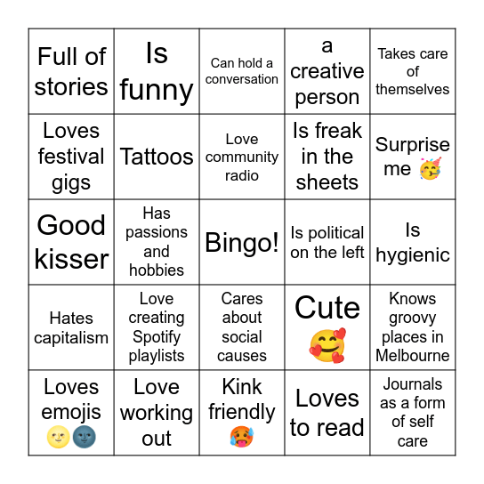 Dragan’s type 🍃🌞🍀 Bingo Card