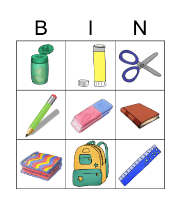 School things Bingo Card