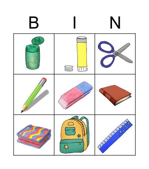 School things Bingo Card