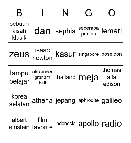 BINGO Card