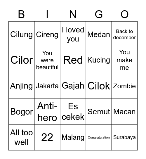 Bingo ongke Bingo Card
