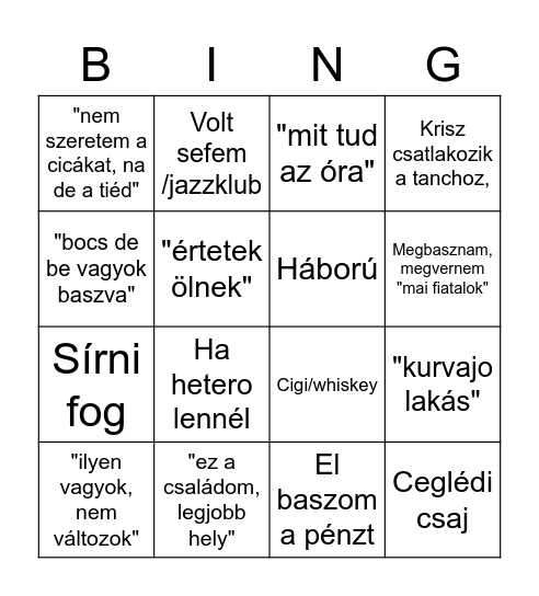 Krisz Bingo Card