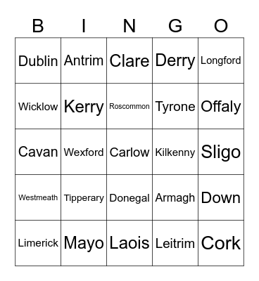 Counties Bingo Card