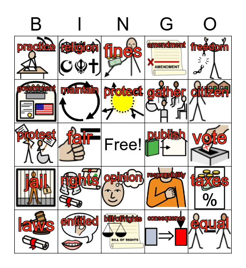 Rights and Responsibilities Bingo Card