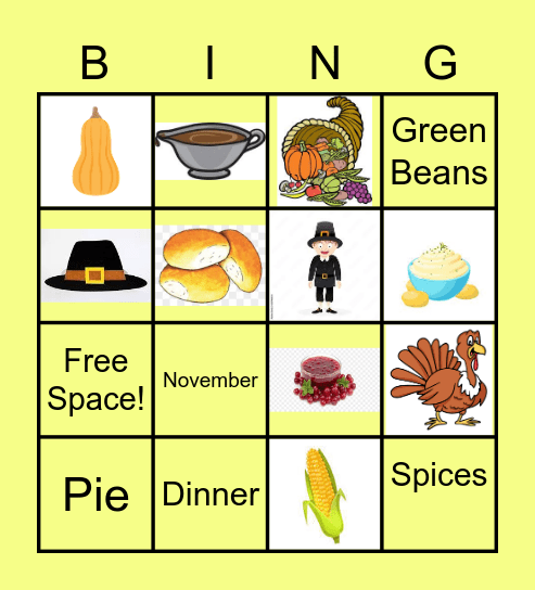 Thanksgiving Bingo! Bingo Card