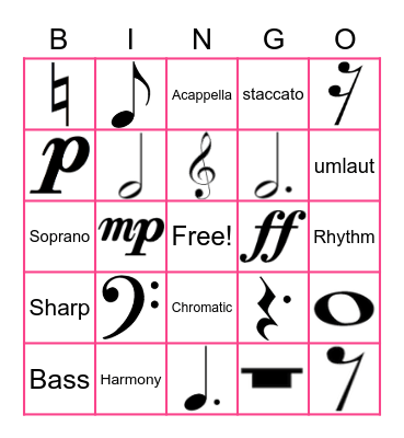 MUSIC BINGO FUN FRIDAY Bingo Card