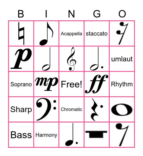 MUSIC BINGO FUN FRIDAY Bingo Card