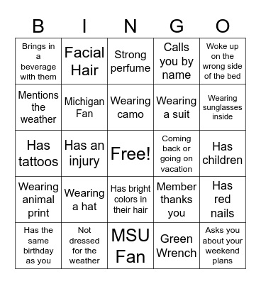 Member Bingo Card
