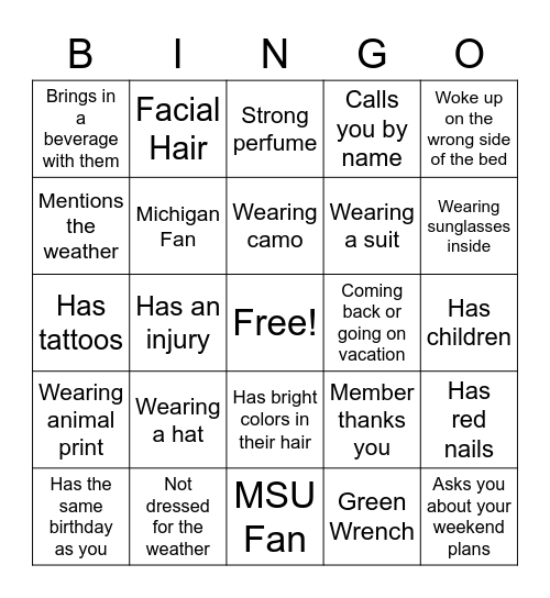 Member Bingo Card