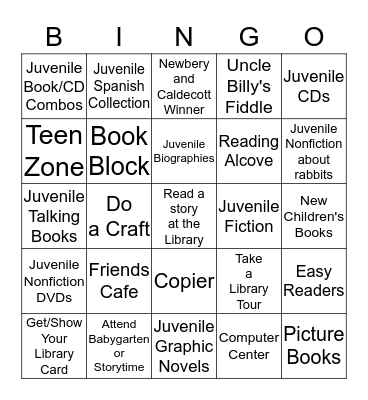 Hurst Library Scavenger Hunt Bingo Card