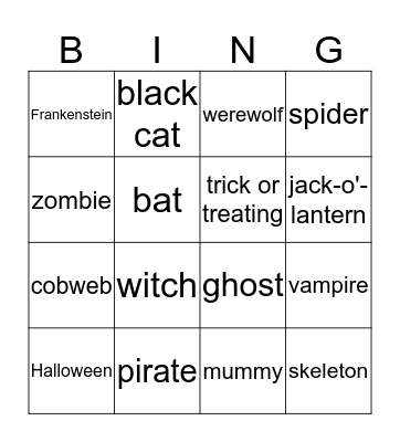 HALLOWEN Bingo Card