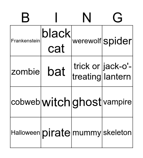 HALLOWEN Bingo Card