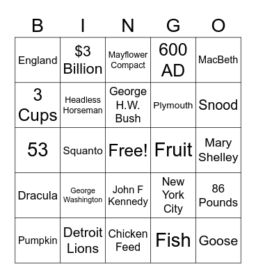 Celebrate Fall BINGO! Bingo Card