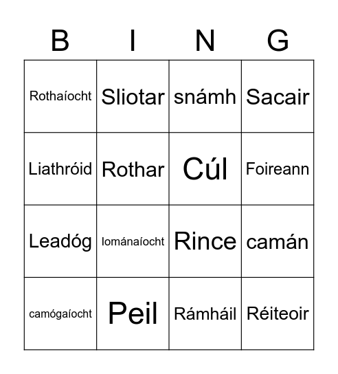 Spóirt Bingo Card