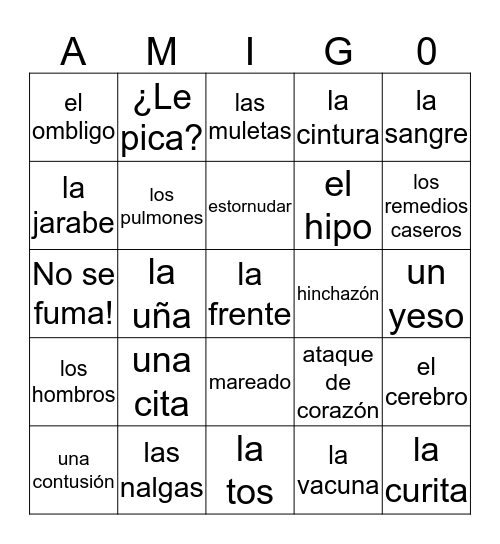 En el consultorio Bingo Card