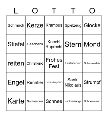 Adventskalendar Bingo Card