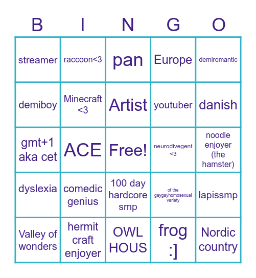 LIMB Bingo Card