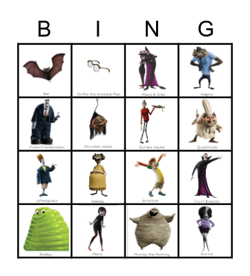 HOTEL TRANSYLVANIA Bingo Card