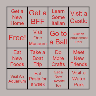 ADVENTURES IN ITALY Bingo Card