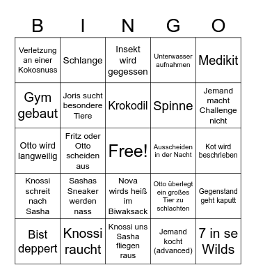 7 vs Wild BINGO Card