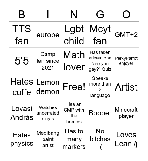 "Lean Lover's" Bingo Card