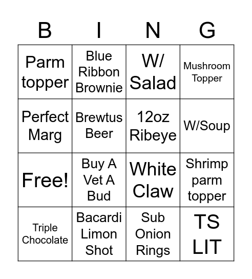 Upsell Bingo Card