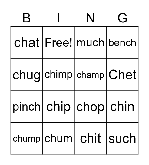 CH Bingo Card