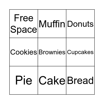 Bakery Bingo Card
