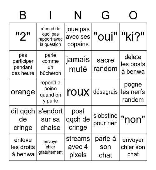 Franis Bingo Card