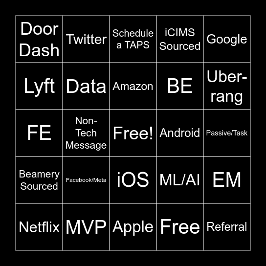 Sourcing Jam Bingo Card