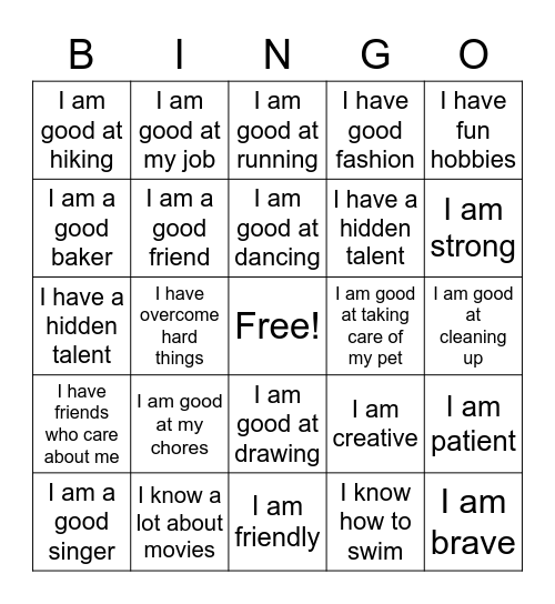 I am... Bingo Card