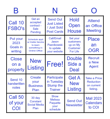 Real Estate Working Agent Bingo Card