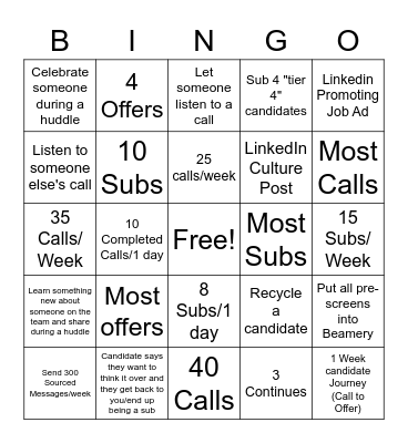 IRT 2022 Q4 Incentive Bingo Card