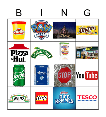 Environmental Print Bingo Card