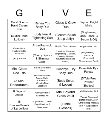 Beautycounter: Give More Good Bingo Card