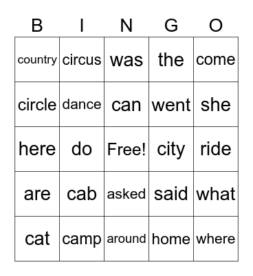 The City Cat and the Country Cat Bingo Card