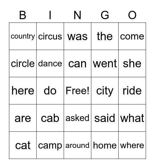 The City Cat and the Country Cat Bingo Card